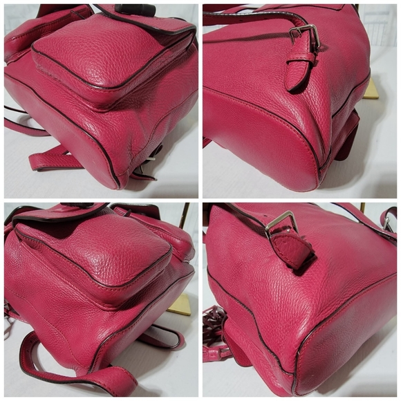 Gucci Fuschia Pebbled Leather Bamboo Backpack Bag - Picture 12 of 13